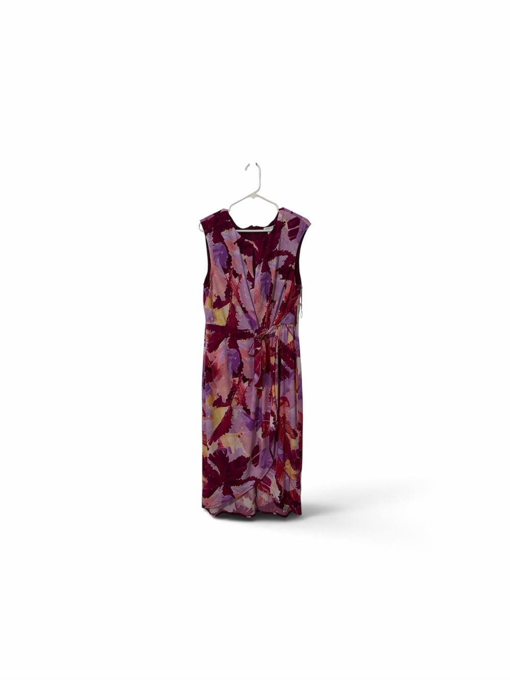 Asymmetrical Purple Floral Print Sleeveless Dress